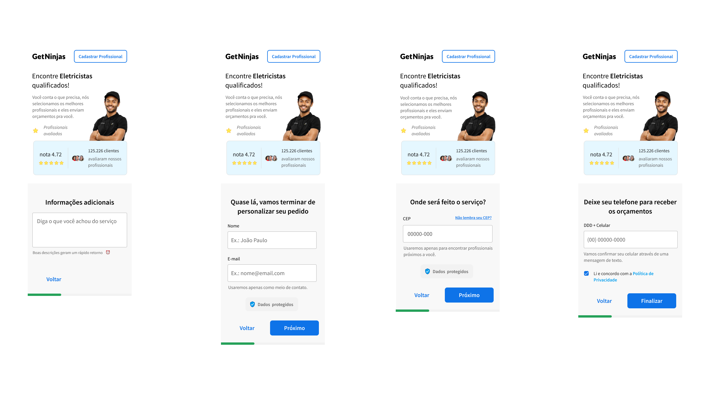 Ajustes aplicados no formulário