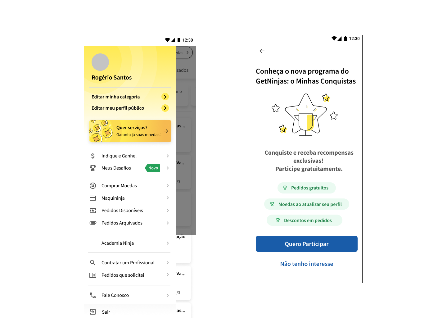 Cartões de meta com prazo, benefícios e progresso